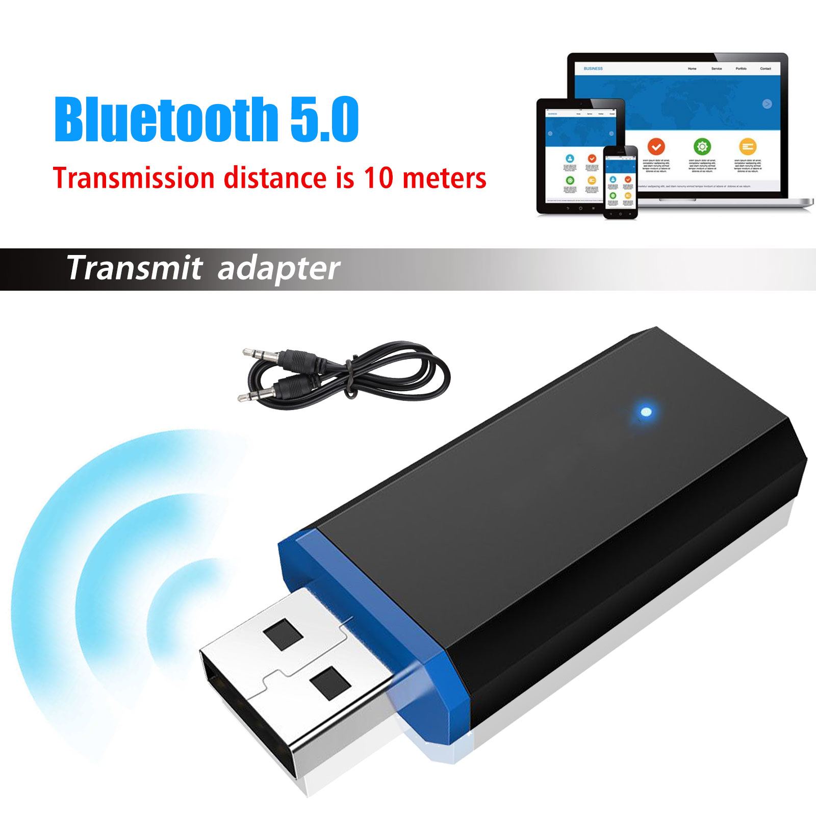 Bluetooth 5.0 Transmitter for TV PC, EEEkit 3.5mm Wireless Audio ...