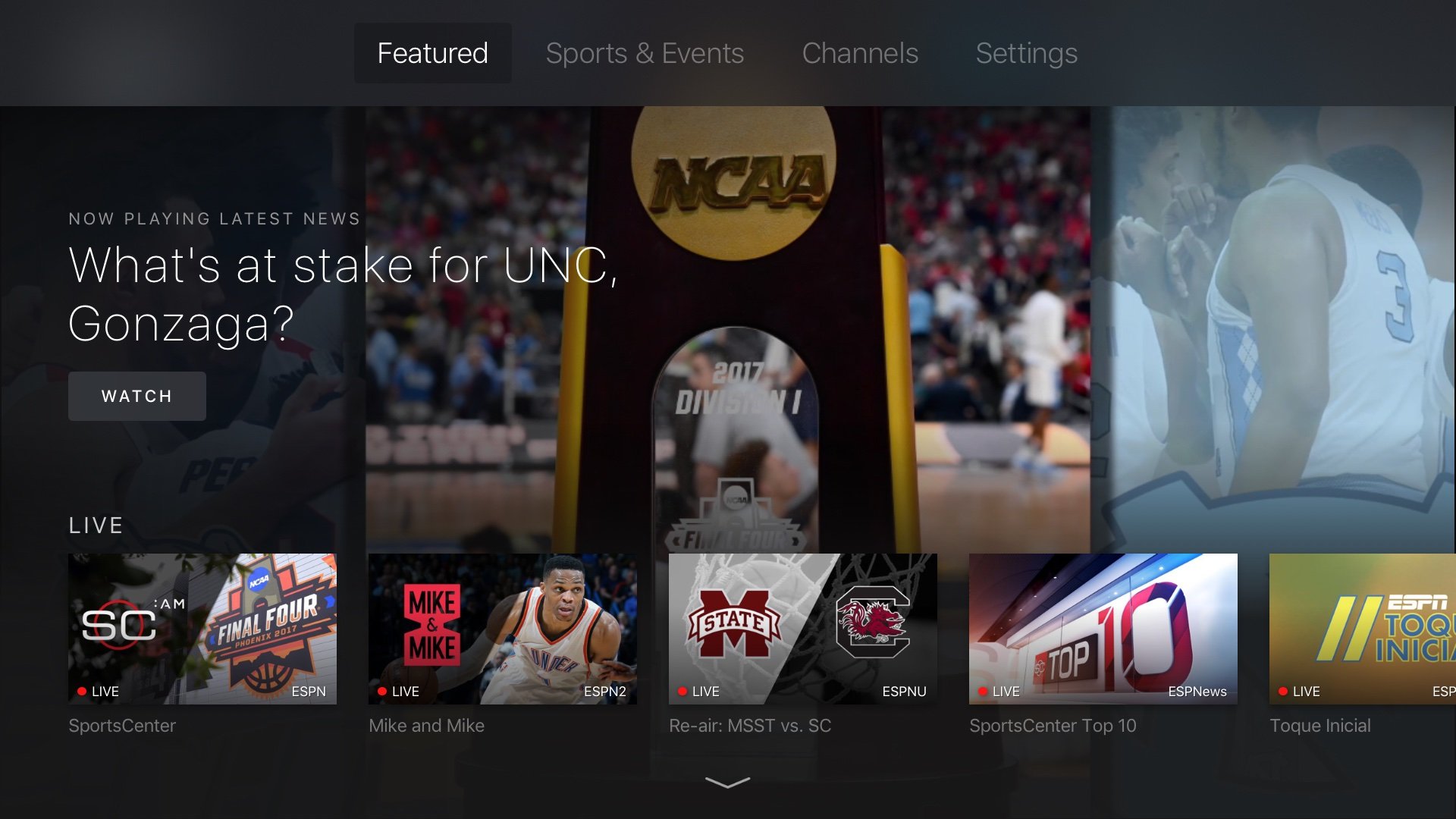 ESPN releases revamped Apple TV app with on