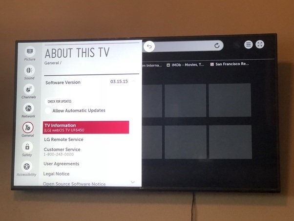 How to find the model number of an LG TV