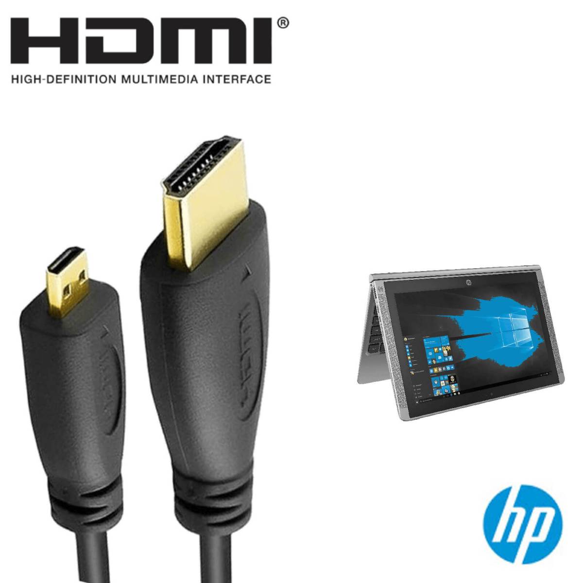 HP Pavilion X2 Laptop PC HDMI Micro to HDMI TV Monitor 5m Long Gold ...