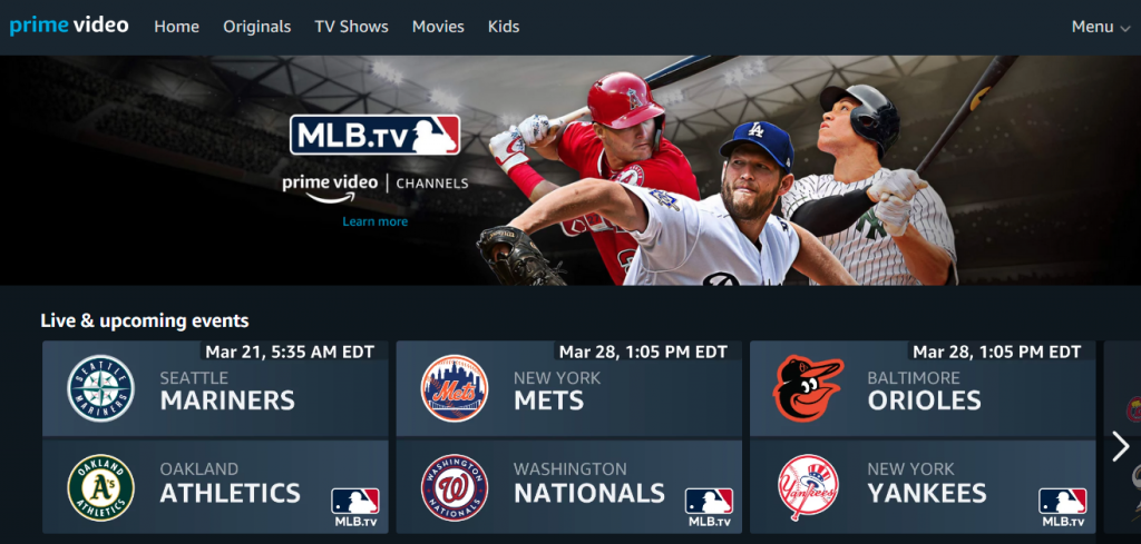 MLB.TV launches on Amazon Prime Channels  Digital TV Europe