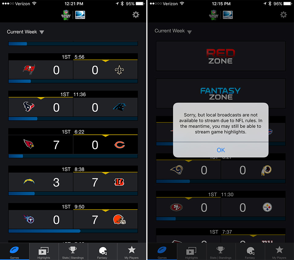Review: DirecTV NFL Sunday Ticket TV Live Streaming App