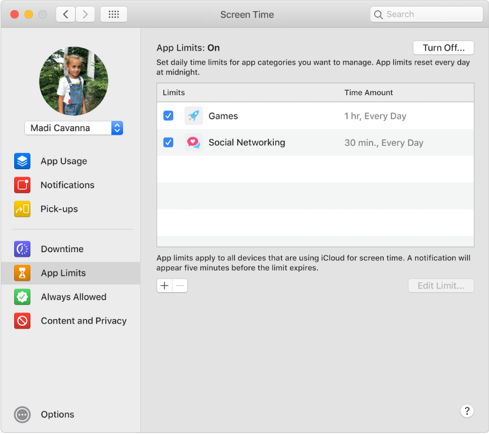 Set time limits for apps and websites in Screen Time on Mac