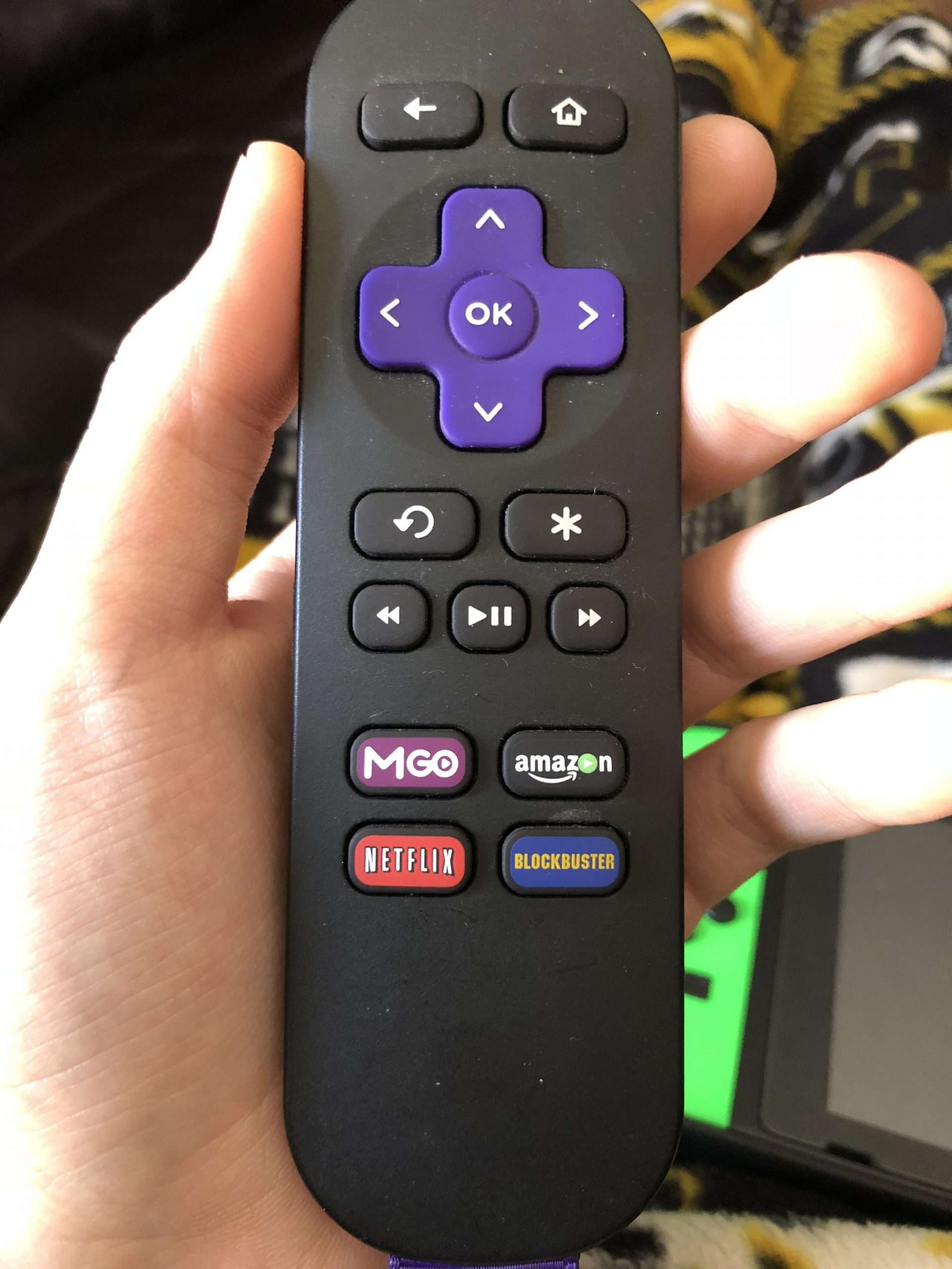 This old Roku remote still has a Blockbuster button : mildlyinteresting