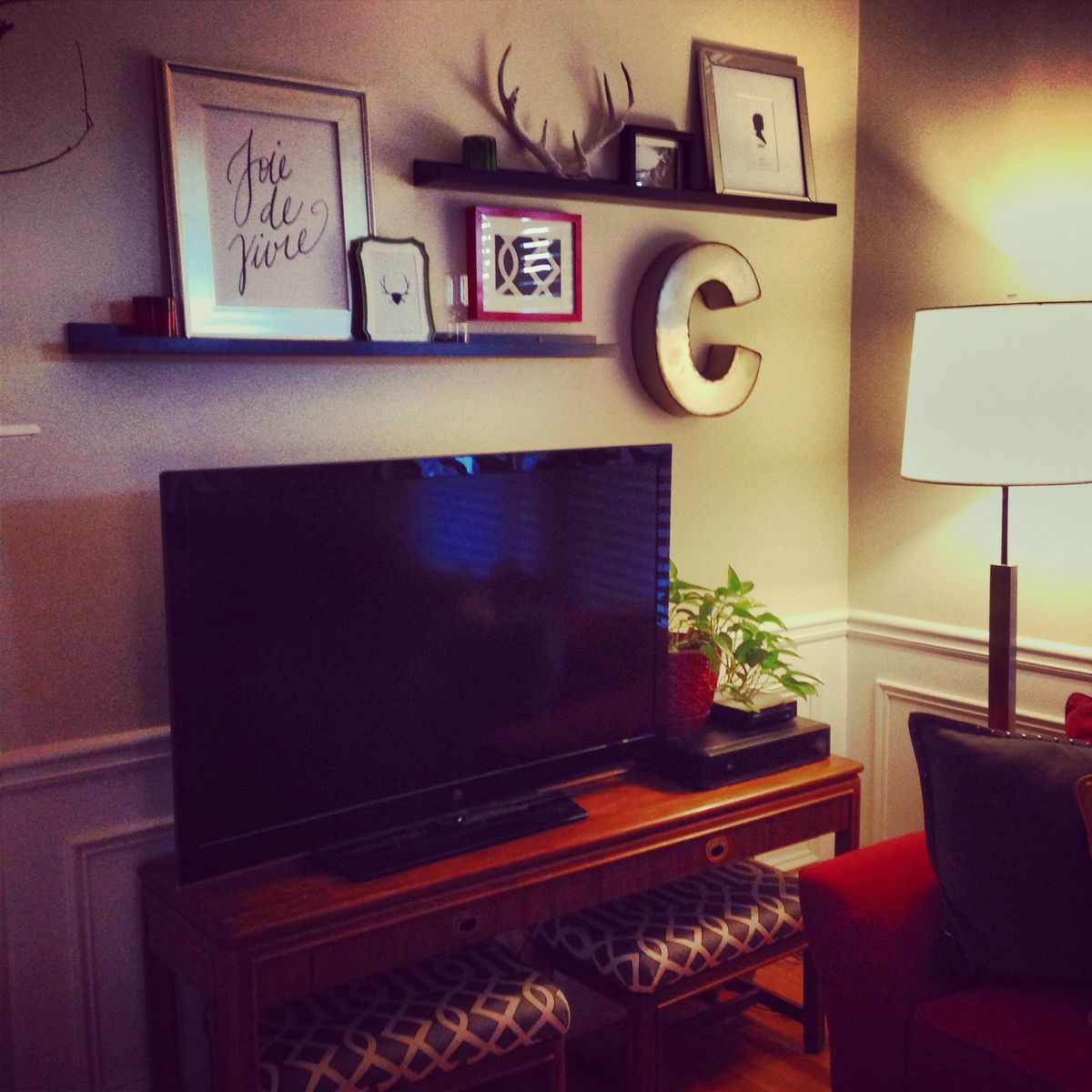 TV decor, TV wall decor, Picture ledge above tv